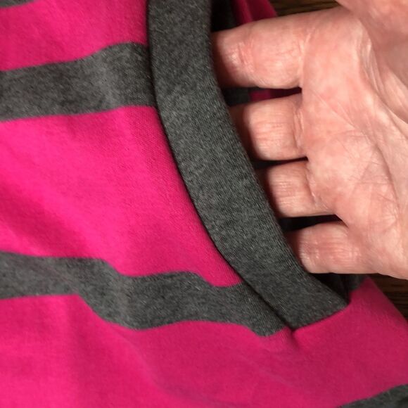 Joan Vass Gray and Pink Cotton Knit Sheath Dress - Picture 7 of 12